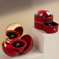 Boîte à bijoux avec rose éternelle Hot Bow, tiroir pour demande en mariage, collier et bague, coffret cadeau Saint-Valentin