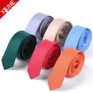 Green Color Thin Tie Solid Color Slim Necktie Microfiber Polyester Custom Mens Ties