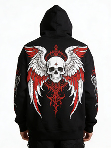 <span class=keywords><strong>Felpa</strong></span> <span class=keywords><strong>con</strong></span> Cappuccio Gotica <span class=keywords><strong>Teschio</strong></span> e Ali - <span class=keywords><strong>Felpa</strong></span> <span class=keywords><strong>Nera</strong></span> Streetwear <span class=keywords><strong>con</strong></span> Stampa Angelo Demone, Abbigliamento Urbano Punk Rock per Giovani - Product Image 1
