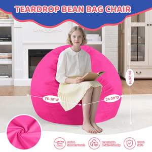 Cubierta <span class=keywords><strong>de</strong></span> terciopelo holandés rosa <span class=keywords><strong>de</strong></span> 2 pies, cómoda y esponjosa lágrima, PUF, sofá, PUF, silla con espuma viscoelástica para sala <span class=keywords><strong>de</strong></span> estar, sala <span class=keywords><strong>de</strong></span> juegos - Product Image 2