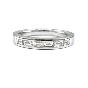 Bijoux en gros conception simplement intemporelle expédition rapide solide 18k or blanc haute qualité baguette diamant bague bande - Product Image 1