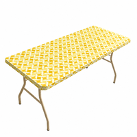 Nappe jetable rectangulaire en PEVA avec bord élastique tissé à rubans jaunes et blancs, motif losanges, pour événements et repas