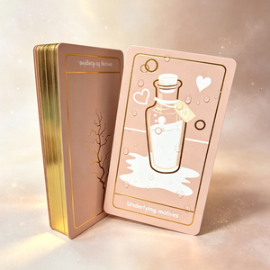 Jeu de cartes Oracle de luxe à bords dorés, style Tarot rose pour divination spirituelle, avec boîte à couvercle pour la méditation et l'orientation - Product Image 1