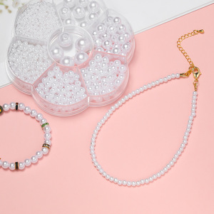 Diy Jewelry Accessories <b>Pearl</b> <b>Set</b> White Round Plastic Resin For Jewelry Making - Product Image 1