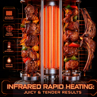 Gril BBQ Électrique Coréen Sans Fumée, Machine à Kebab Rotative Automatique d'Intérieur, Four Vertical à Brochettes pour Fêtes, en Métal