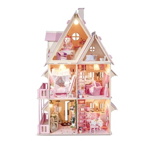IIECREATE <span class=keywords><strong>Maison</strong></span> <span class=keywords><strong>de</strong></span> poupée en bois rose à 3 étages, rêve d'Isabel, jouet exquis à faire soi-même pour les jeux <span class=keywords><strong>de</strong></span> rôle des filles, comprend un modèle <span class=keywords><strong>de</strong></span> jeu <span class=keywords><strong>de</strong></span> rôle - Product Image 2