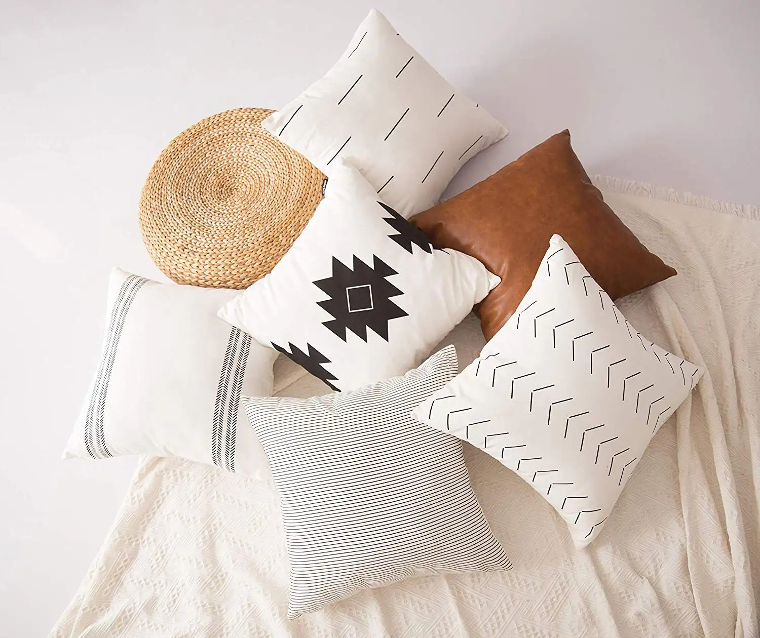 Square Cotton Pillow Covers Home Decorative Throw Cushion Cover Sets Geometric Patterns Pillow Cases for Sofa