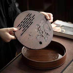 Da'an Tang Carbonized <b>Bamboo</b> Tea Tray Round Embedded Dry Brewing Small Tea <b>Table</b> <b>Bamboo</b> Tea Sea New Chinese Style - Product Image 2