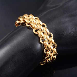 Cadena de Eslabones Gruesos Geométricos de Acero Inoxidable Resistente de 13.5 mm de Ancho, Brazalete Unisex Estilo Punk Hip Hop para Fiesta - Product Image 4