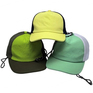 Sombrero de camionero de 5 paneles suave de secado rápido de verano, gorras de camionero en blanco con cuerda - Product Image 1