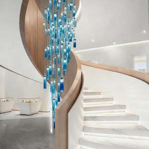 Lustre personnalisé moderne pour villa, hôtel, restaurant, en verre, briques transparentes, lustre pour escalier - Product Image 3