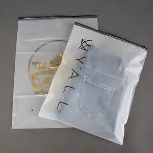 Échantillon gratuit personnalisé compostable blanc mat givré fermeture éclair sacs d'emballage en plastique zip-lock pour vêtement