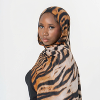 Hijabs de luxe pour femmes musulmanes, foulard en coton de luxe, faible MOQ, vente en gros, réponse rapide, imprimé tigre pour femmes musulmanes