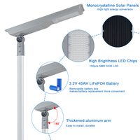 Farola Solar Todo en Uno de Alta Luminosidad, Lámpara Solar LED para Exteriores, IP65 Impermeable, para Carreteras, Jardines y Estacionamientos