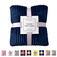 Plaid en fausse fourrure tricoté bleu ciel uni en polaire corail pour canapé d'hiver, couverture douce en laine antistatique