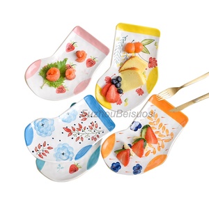 Creativo calzino stile porcellana a forma di piatto in ceramica dipinto a mano Di Natale piatto di frutta per la casa semplice piccola cena piatto - Product Image 1