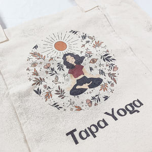 Precio de fábrica cavas bolso de mano con logotipo impreso personalizado Bolsillo grande impermeable para mujeres esterilla de yoga bolso de mano bolso de algodón de lino - Product Image 5