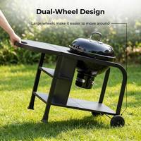 Barbecue au charbon de bois de la série Deluxe Garden avec poignée ergonomique et crochets pour accessoires pour patio, barbecue d'été