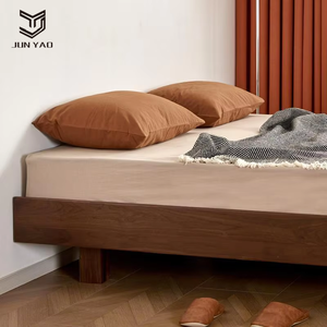 <span class=keywords><strong>Lit</strong></span> Double nordique moderne de 1.8m tout <span class=keywords><strong>en</strong></span> bois massif Internet célébrité flottant Style Tatami <span class=keywords><strong>lit</strong></span> doux finition noyer noir sans tête de <span class=keywords><strong>lit</strong></span> - Product Image 4