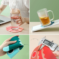 Sous-verre en silicone en forme de poisson de dessin animé, tapis isolant thermique en silicone, dessous de plat résistant à la chaleur pour verre à vin, thé, café, bière