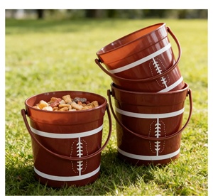 Seau en plastique réutilisable de 32 oz avec poignée, thème football américain, pour fêtes de tailgating, glace, vin, snacks, bière et boissons - Product Image 4