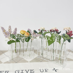 Glass Test Tube <b>Vase</b> Set With Hydroponic Flowers Tabletop Decor For Housewarming Gift - Product Image 3