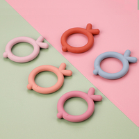 Jouet de dentition pour bébé, anneau en caoutchouc naturel, en silicone, jouet à mâcher, style dessin animé,