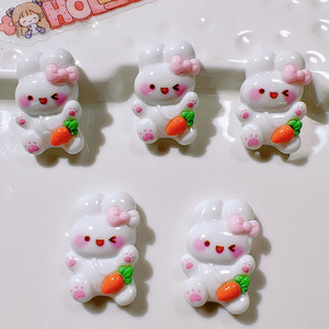 Offres Spéciales mignon <span class=keywords><strong>navet</strong></span> <span class=keywords><strong>lapin</strong></span> Kawaii breloques dos plat résine breloques breloques pour coque de téléphone - Product Image 5