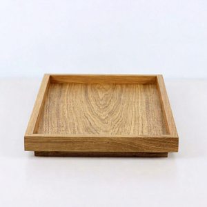Plateau de service rectangulaire en bois de chêne de style japonais, biodégradable, écologique, de qualité alimentaire, durable, avec pieds en bloc, pour hôtel - Product Image 1