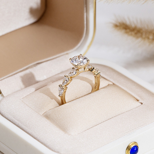 Messi Jewelry MSR-2136 14K Gold Round Shape Lab Grown <b>Diamond</b> <b>Ring</b> Engagement <b>Ring</b> - Product Image 3