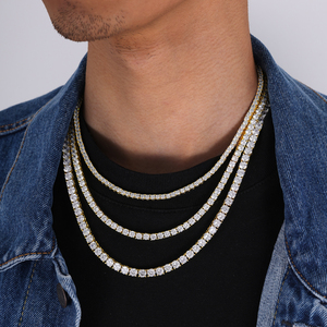 Collana Tennis Hip Hop in Ottone con Zirconi 5A, 3mm 4mm 5mm, <span class=keywords><strong>Gioielli</strong></span> Scintillanti in <span class=keywords><strong>Oro</strong></span> e <span class=keywords><strong>Oro</strong></span> <span class=keywords><strong>Bianco</strong></span> - Vendita all'Ingrosso - Product Image 3