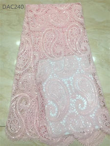 파티 아소 에비 원피스 소재에 대한 스팽글 자수 패브릭과 Guipure 레이스 패브릭 코드 레이스 - Product Image 3