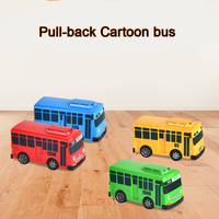 Autobús de Juguete Tayo Modelo Miniatura Barato de Plástico con Mecanismo de Fricción Autobús Escolar con Puerta que se Abre