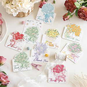 การ์ดขอบคุณช่อดอกไม้ลายการ์ตูนพับได้สำหรับวันหยุดพักผ่อนของ2025การ์ดอวยพรแบบสากลการ์ดของขวัญร้านดอกไม้ - Product Image 5