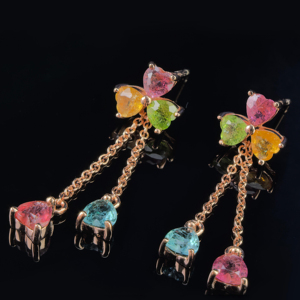 <span class=keywords><strong>Eleganti</strong></span> <span class=keywords><strong>Orecchini</strong></span> Pendenti a Trifoglio in <span class=keywords><strong>Argento</strong></span> 925 Placcato Oro Rosa con Tormalina Naturale, Gioielli da Donna per Regali - Product Image 4