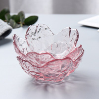 Plat moderne en verre à fleurs de cerisier Bol à tremper rose Mini assiette de fruits à glace