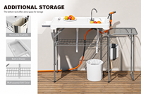 Table de nettoyage de poisson moderne en plastique LuckyOCT avec double évier pour le camping en plein air, les pique-niques et l'utilisation en cour, couleur blanche