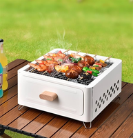 Barbecue carré au charbon de bois, table brasero, portable, pour extérieur, camping, jardin