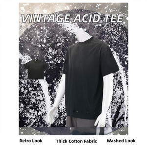 Camiseta de Hombre con Logotipo Personalizado, Estilo Vintage, Lavado Ácido, Tejido Grueso, 100% Algodón, Ecológica, Transpirable, Corte Holgado - Product Image 2