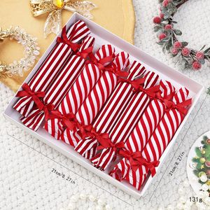 LINGKAI 8pcs <b>Christmas</b> Fabric Candy Velvet Stripe Candy Shape Ornament Xmas Holiday Tree Decor <b>Gift</b> <b>Box</b> - Product Image 5