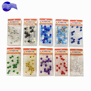 Kit de perles de <span class=keywords><strong>cheveux</strong></span> Accessoires pour <span class=keywords><strong>cheveux</strong></span>, différentes couleurs 9mm 35 pièces/boîte, perles à gros trous utilisées pour les tresses Perles en plastique - Product Image 2