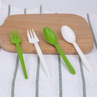 Ensemble de couverts jetables en CPLA compostable et biodégradable, noir, blanc, vert, pour les fêtes, couteau, fourchette, cuillère de 5 pouces, certifié BPI/DIN