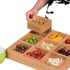 Plato de bambú al por mayor de gran capacidad para frutas secas, plato japonés para verduras, plato de nueve compartimentos para restaurante de hot pot. - Product Image 5