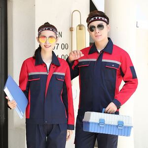 Vêtements de travail durables pour hommes et femmes, veste et pantalon, ensembles de vêtements de travail, bande réfléchissante, manches longues, uniformes de travail, combinaisons - Product Image 3