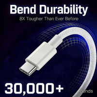 Câble USB C vers USB C à charge rapide PD 60W, 10 pieds, tressé en nylon, 3A, cordon de charge Type C pour téléphone, tablette, ordinateur portable