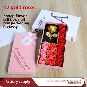 Caja de Regalo con 12 Jabones en Forma de Rosa, Diseño Clásico Hecho a Mano para San Valentín/Día de la Madre 2026, con Lámina Dorada en Relieve, <span class=keywords><strong>Flores</strong></span> Artificiales, Gran Oferta - Product Image 2