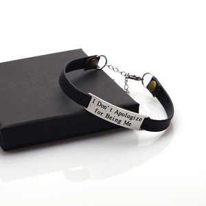 Joycuff Inspirational Pulsera de cuero genuino para hombres Barra personalizada Joyería cristiana Brazaletes de moda Pedido de 1 pieza - Product Image 1