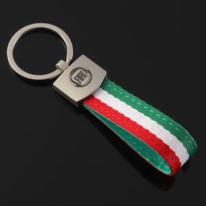 Diskon besar-besaran gantungan kunci Logo kustom logam paduan seng kualitas dan nilon 3 warna pola lingkaran gaya sederhana gantungan kunci ringan - Product Image 5