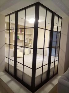 กระจกบานเลื่อน96x80แบบเรียบง่ายทันสมัยอลูมิเนียมสีดำสำหรับการตกแต่งภายในห้องครัว - Product Image 6