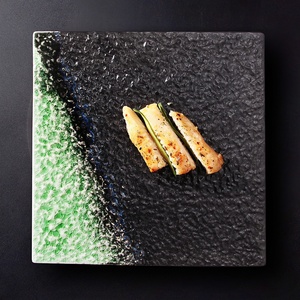 Plaques latérales vertes, 8 pouces, nouvelle collection <span class=keywords><strong>japonaise</strong></span>, couches de dégradé, <span class=keywords><strong>en</strong></span> céramique, porcelaine noire, mat, Plate-forme carrée, 10 pouces - Product Image 3